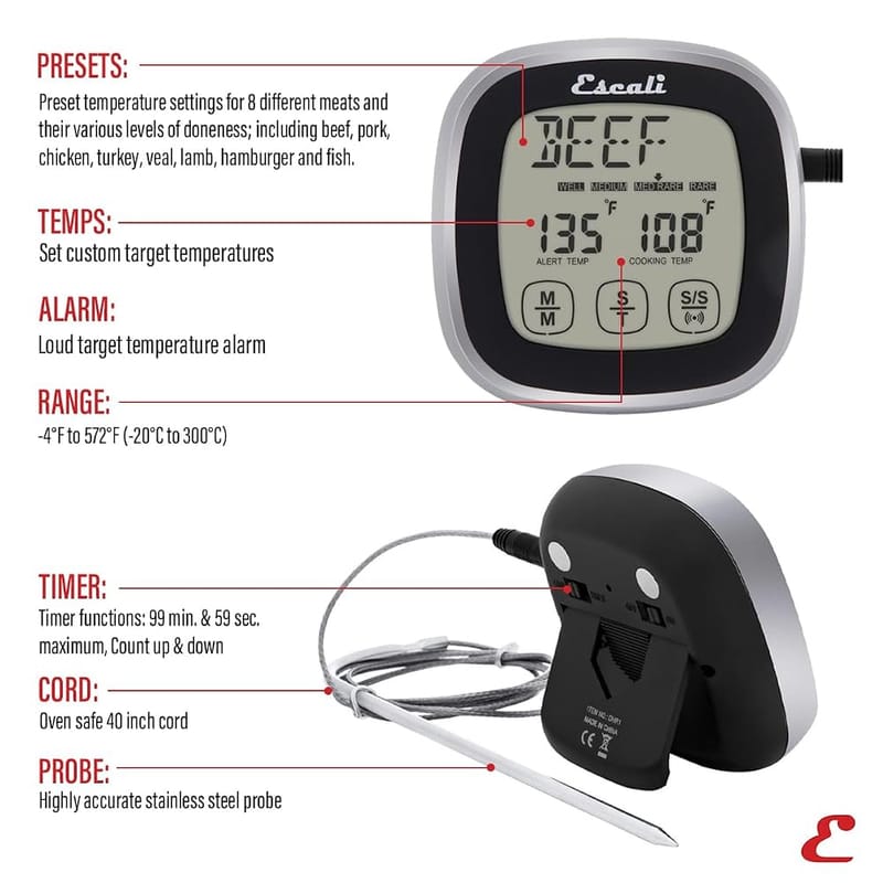 Escali Digital Stainless Temperature Thermometer